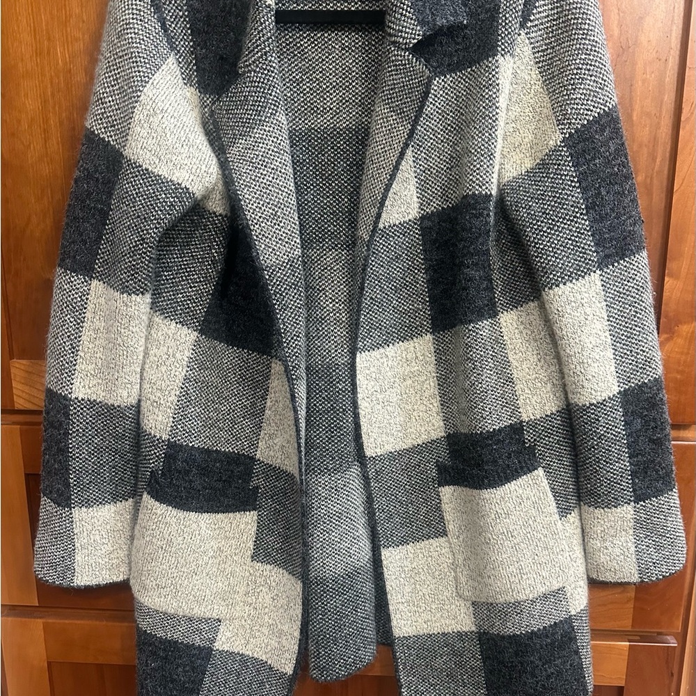 Faith and Joy Black and Gray Plaid Blazer